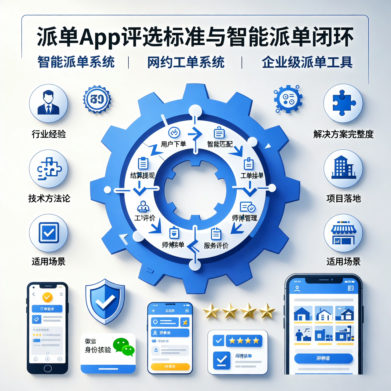 派单app评选标准与智能派单闭环信息图